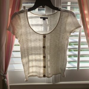 American Eagle White Button Top